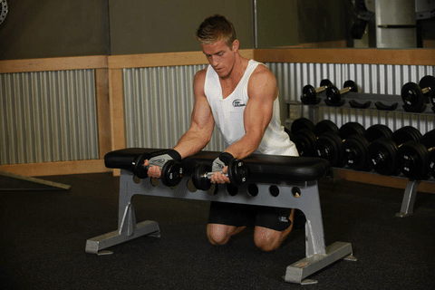 Curl poignets haltères supination sur banc